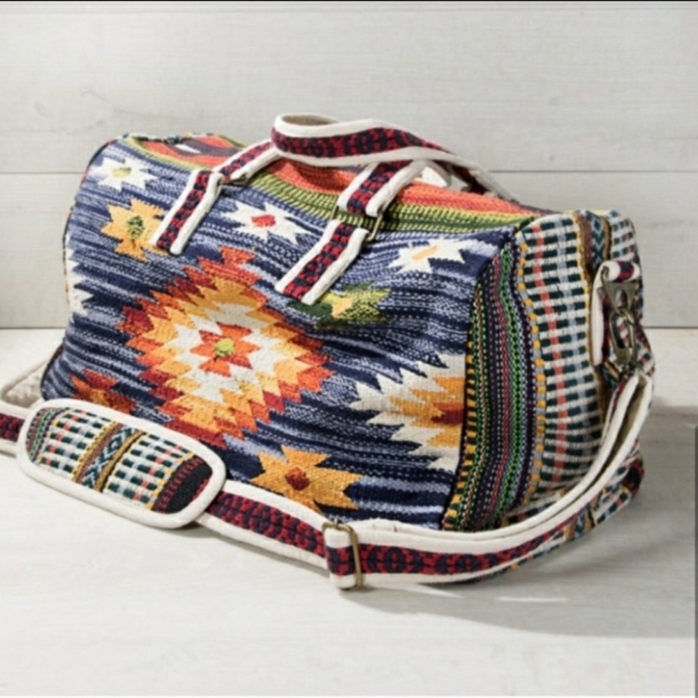 1LEFT👁Aztec Embroidery Bohemian Duffle Bag Weeke…